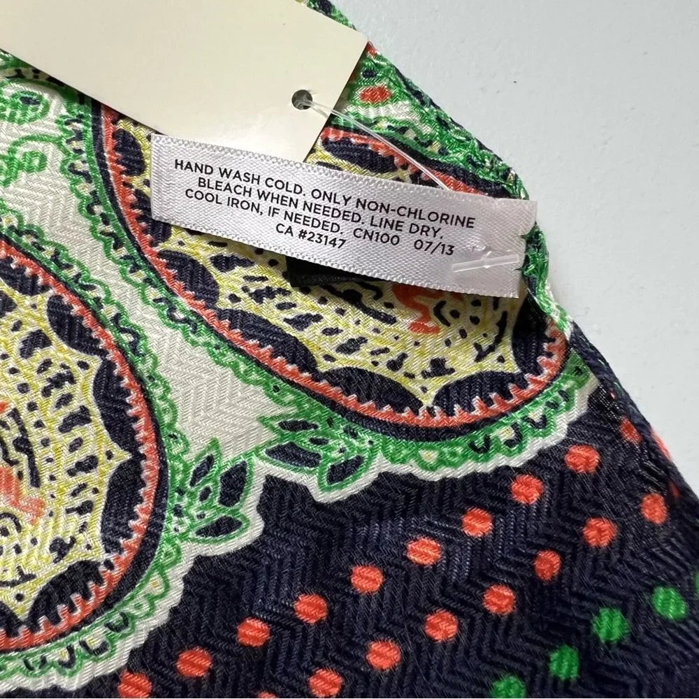 NWT Talbots Paisley Print Scarf Fringed Edge Wide Scarf